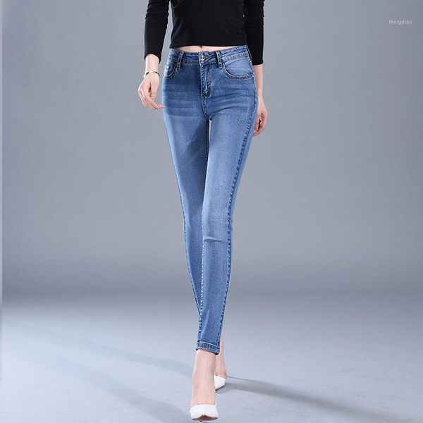 

2020 new high waist stretch jeans women casual fashion all-match jeans, Blue