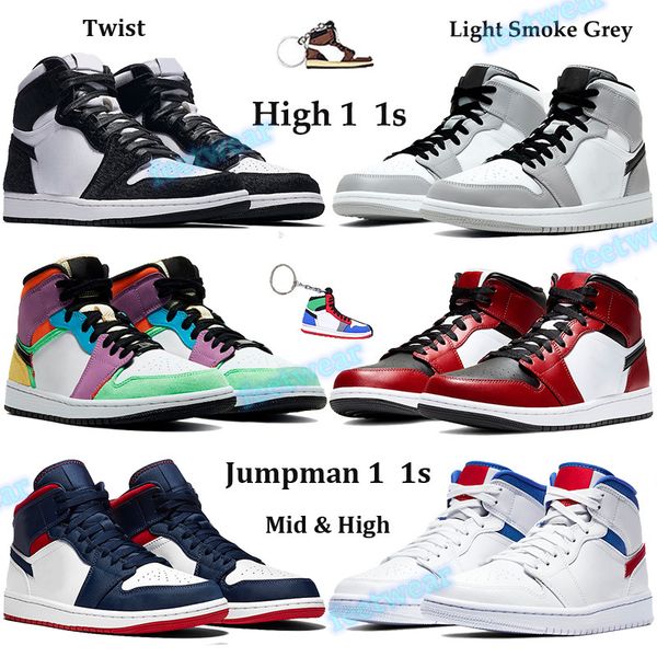 

twist 1 1s jumpman basketba shoes with keychain light smoke grey mid chicago toe satin snake men women trainers mid se usa sneak