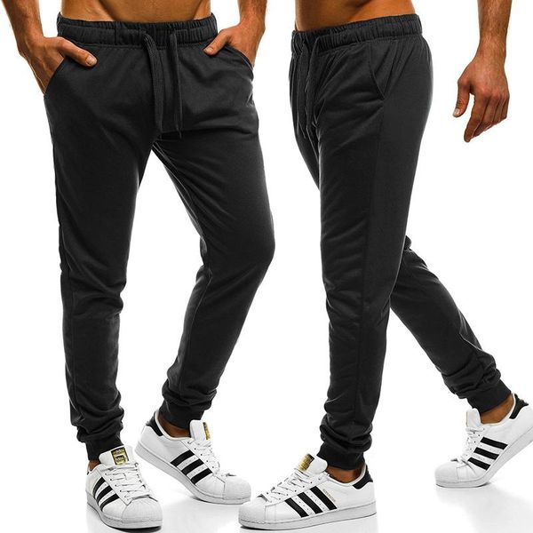 

cofekate sweatpants men fashion trousers casual drawstring fitness trousers streetwear male sports pants, Black