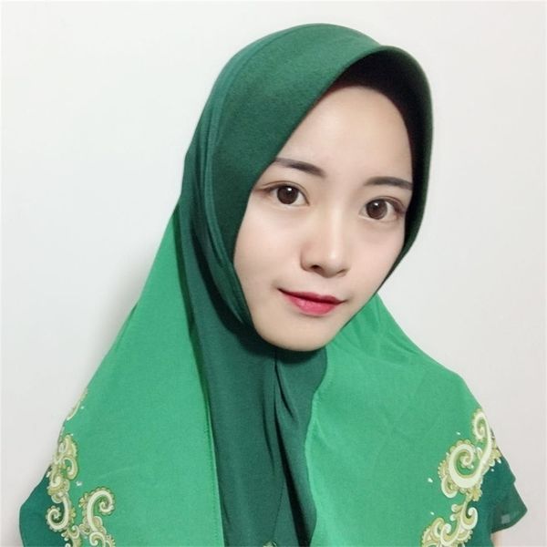 

muslim headscarf malaysia floral printing hijab instant ready to wear convenient turban muslima shawl y201024, Blue;gray