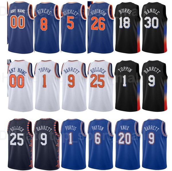 

city earned edition printed basketball austin rivers jersey 8 obi in 1 reggie bullock 25 mitchell robinson kevin knox carmelo anthony, Black;red