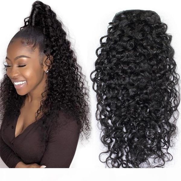 

160g peruvian virgin ponytails extension wavy kinky curly ponytail drawstring clip in human hair ponytail hairpiece curly black woman
