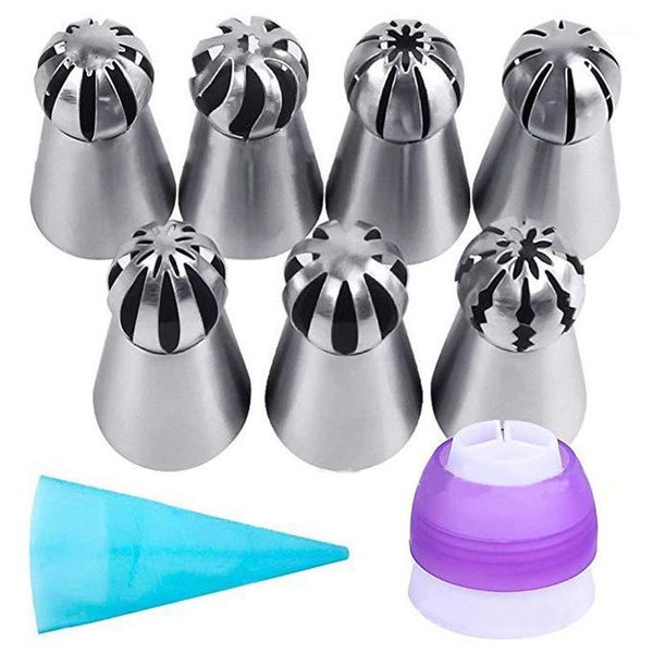 

baking & pastry tools 9pcs cake cream nozzles stainless steel icing piping russian tips tools1