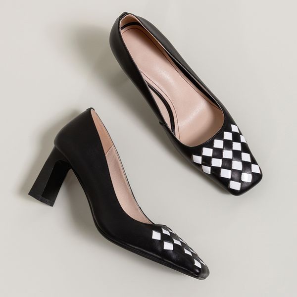 

2021 concise fashion toe female genuine leather party flat high heels woman shoes spring 40 msxd, Black