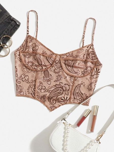 

paisley print asymmetrical hem cami c3sm#, White