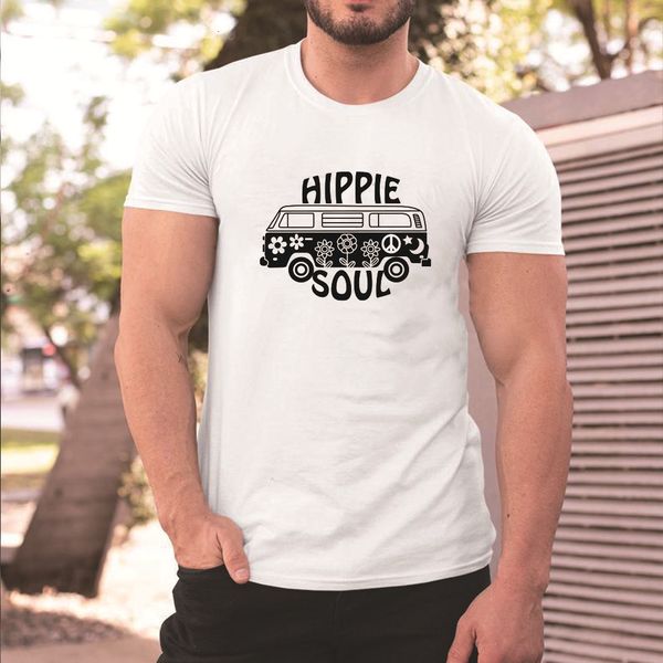 

new large men's hippie car print short sleeve round neck loose t-shirt, White;black