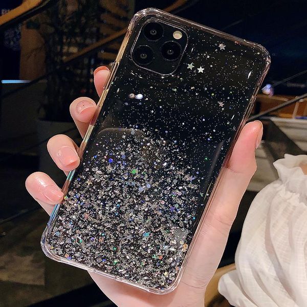 

роскошный bling blitter case case для iphone 11 pro max se xsmax xs xr 8 7 6s 6 плюс мягкий силиконовый прозрачный wmtuog