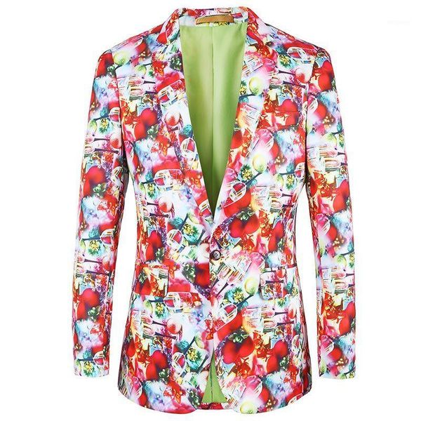 

men's suit blazer men's printed single button casual suit blazer banquet ball wine glass pattern1, White;black
