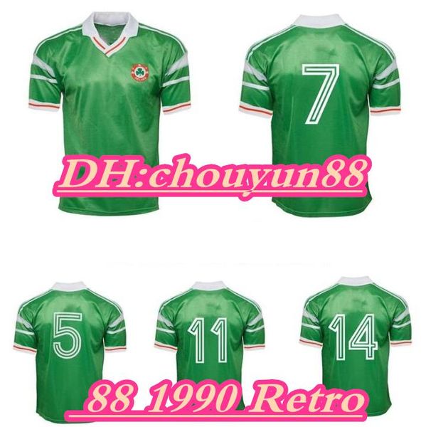 

1988 ireland retro soccer jersey 88 1990 stapleton mccarthy mcgrath houghton whelan kelly aldridge quinn vintage classic football shirt, Black;yellow