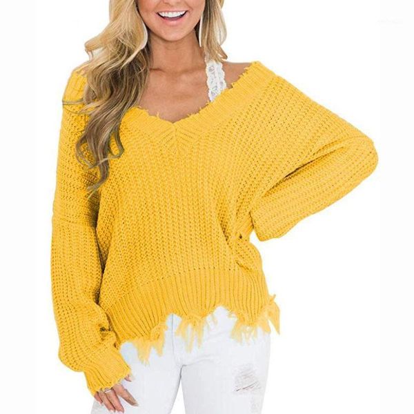 

off the shoulder autumn sweater for women fringe distressed knitted female long sleeve pullover sweaters1, White;black