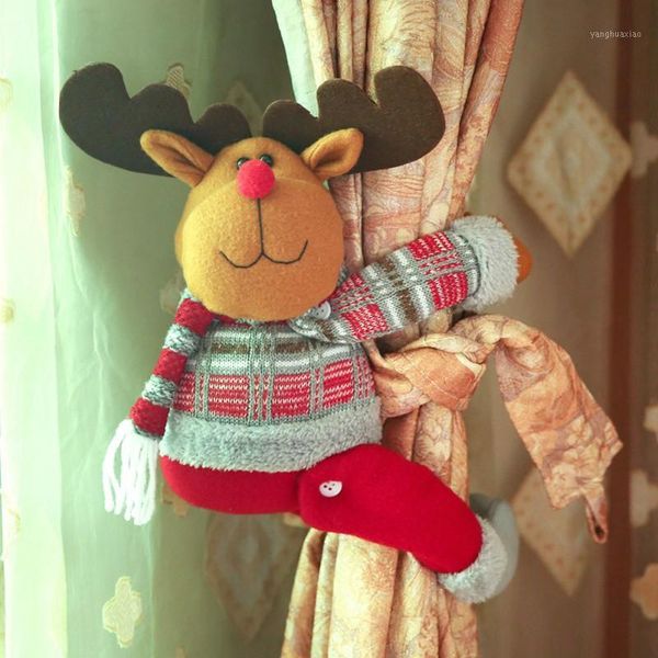 

christmas decorations curtain buckle elk shape cute santa claus home snowman1