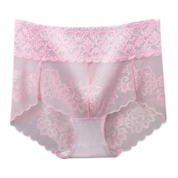 

lace elegant solid color panties soft and comfortable breathable underwear high waist elastic women's boxer briefs culotte, Black;pink