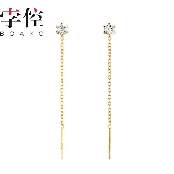 

stud boako 925 silver earrings for women 2021 trend chain earring fine jewelry zircon pendientes brincos girl party gift, Golden;silver