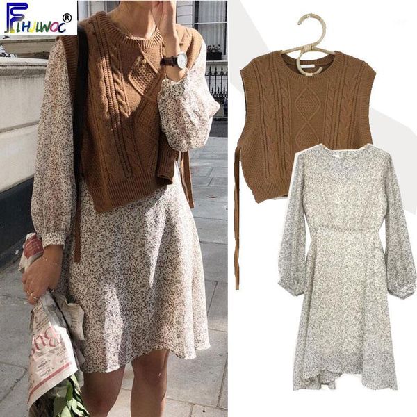 

autumn basic dresses women cute sweet girls preppy style japan korea deisgn floral print vintage dress cute floral printed 96021, Black;gray