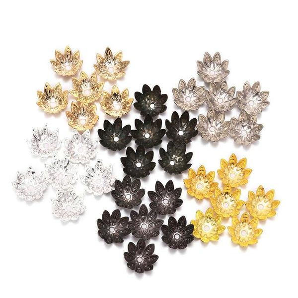 

100pcs/lot 8 10 mm lotus flower metal loose spacer bead caps cone end beads cap filigree for diy jewelry findin bbywnb