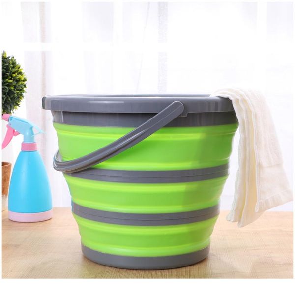 

10l new arrival sile folding bucket large capicity save space washabe fishing camping car bucket kitchen items bald bbyvfa