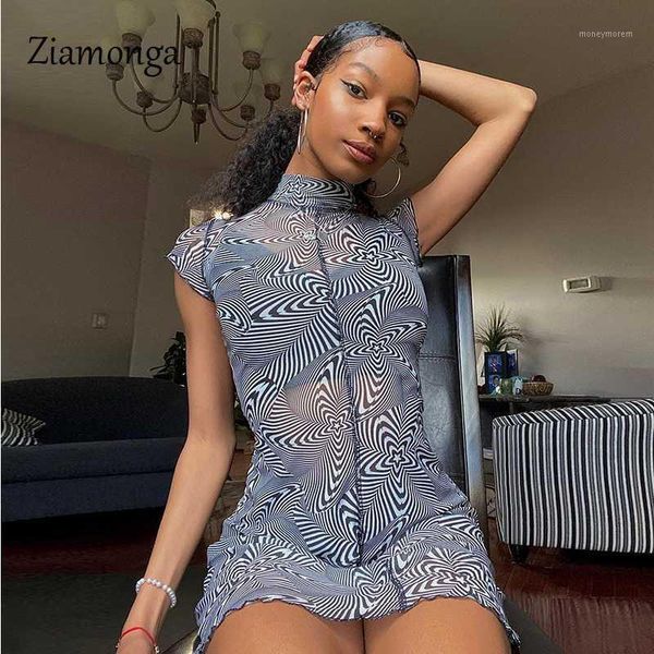 

casual dresses ziamonga mesh transparent mini women summer butterfly printed short dress streetwear sleeve dresses1, Black;gray