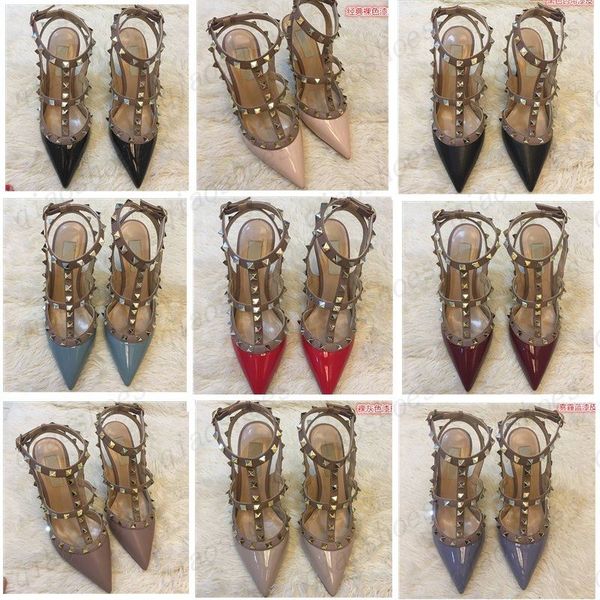 

20 new women pumps wedding shoes woman high heels sandal nude fashion ankle straps rivets shoes high heels bridal shoes 35-45, Black