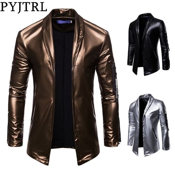 

pyjtrl men's leather jacket 201215, Black