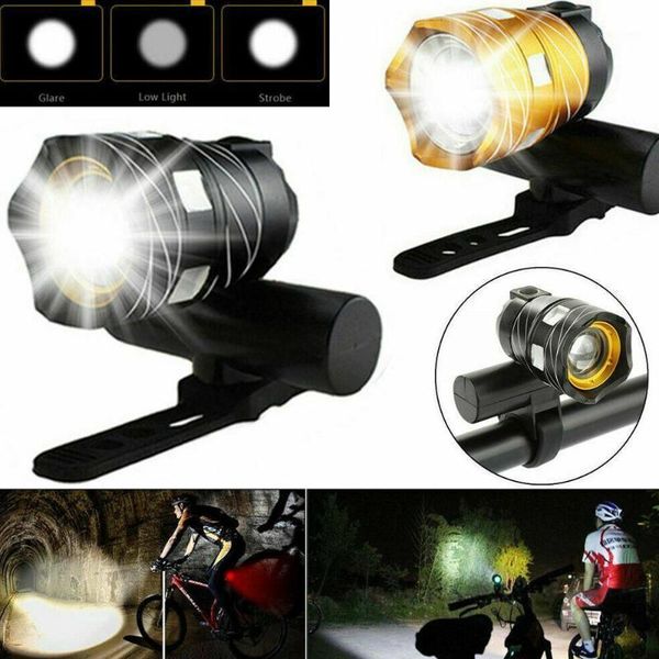 

bike lights 1pc black bicycle headlight usb led light adjustable rechargeable battery zoomable front lamp1