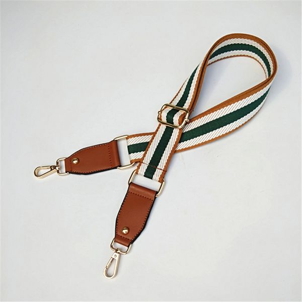 

new fashion wide strap canvas cotton fabric shoulder strap belt chromatic stripe bag accessories adjustable o bag handles, Black