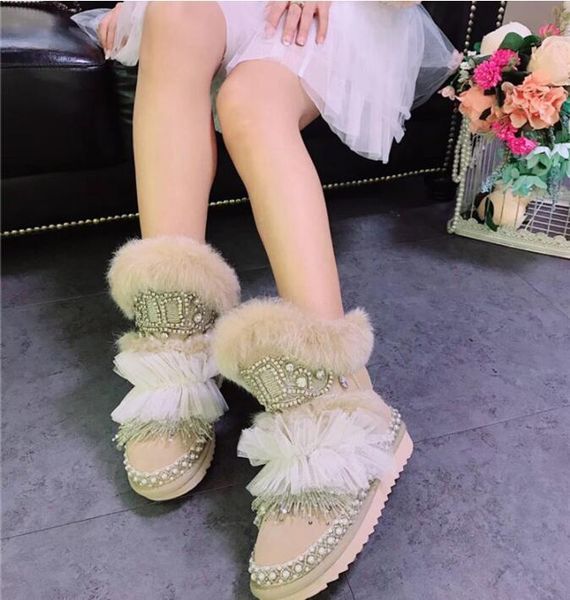 

2020 snow winter tube knitted or crocheted strass wire women's boots new ymkg, Black