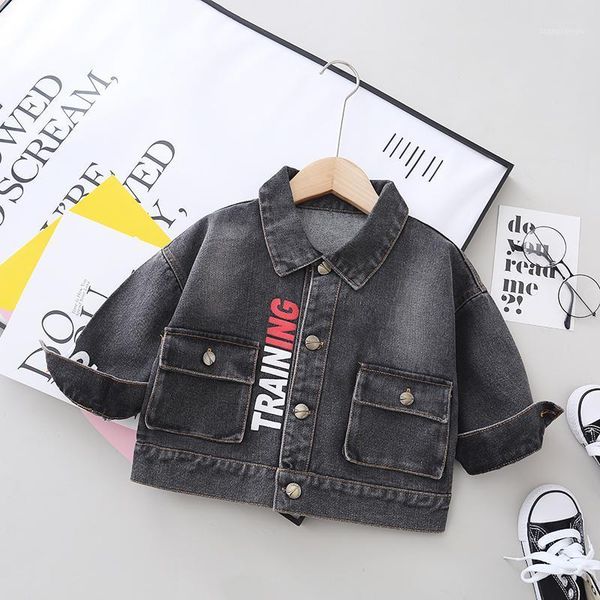 

children's fashion casual denim jacket kids lapel coat baby girls boys coat full jacket baby clothes turn-down collar1, Blue;gray