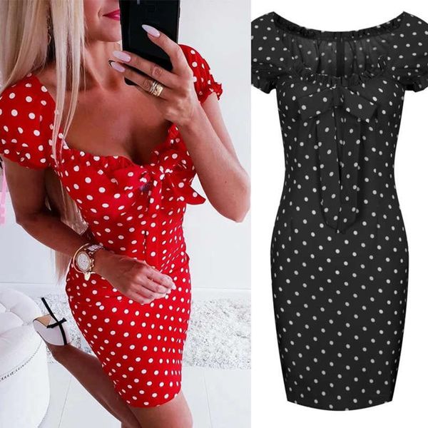 

z-815 v-neck printed polka dot dress, Black;gray