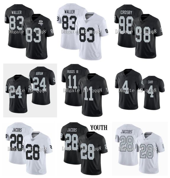 

las vegas raiders josh jacobs jersey johnathan abram henry ruggs iii 83 darren waller maxx crosby derek carr inaugural patch footbal, Black