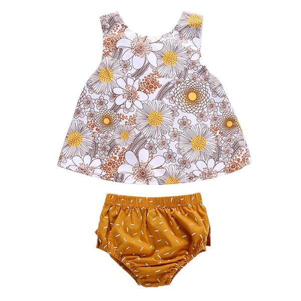 

clothing sets 2pcs/set toddler girl suits cute cotton fashion summer europe america flowers print and triangle climb shorts, White