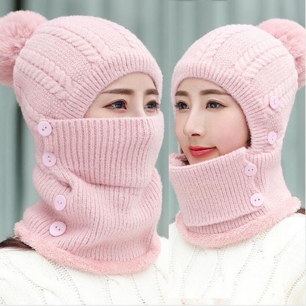 

women knitted beanie patchwork color fashion thickened cap outdoor winter warm windproof hat neckerchief two piece set dda804, Blue;gray