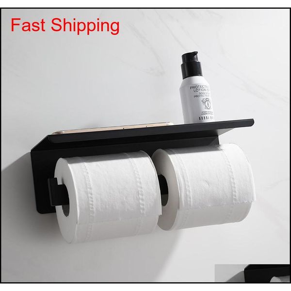 

square 2 rings toilet paper holder shelf design stainless steel rolled paper holder bathroom hard qyljjn yh_pack