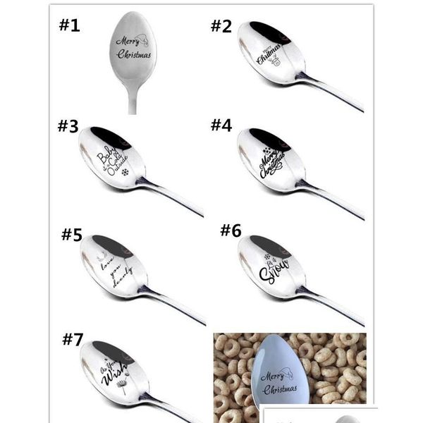 

new year 2020 spoon metal merry christmas spoons xmas party tableware ornaments christmas decorations for home table navidad noel gift