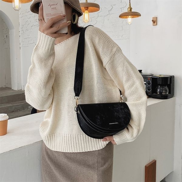 

luxury fashion women crossbody bag scrub soft leather saddle bags brand designer shoulder bags for ladies handbags wide strap