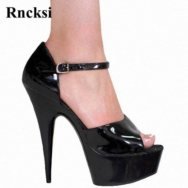

rncksi straps women/girl 15cm high heels with platform sandals pole dance high heels shoes new wedding party shoes1, Black
