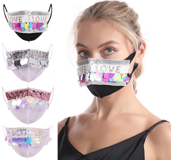 

the latest christmas face masks, christmas color big sequins styles, personalized cloth masks styles dustproof christmas masks