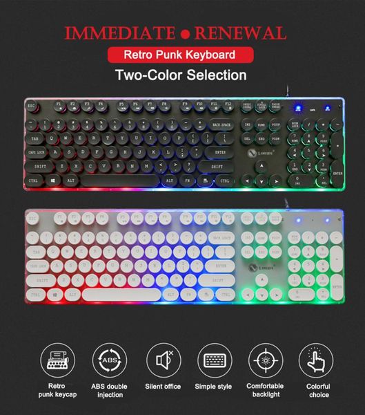 

raxfly usb wired gaming keyboard 104 keys keycap waterproof backlit keyboard glowing mechanical feeling for computer pc