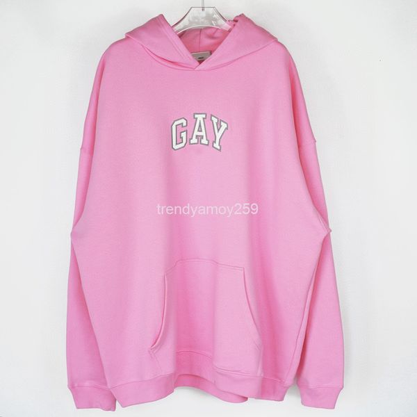 

women's hoodies & sweatshirts paris fashion brand fleece gay letter embroidery comfortable and warm couple hoodie b home, Black