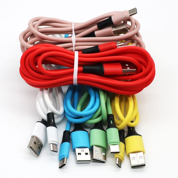 

500pcs liquid type-c micro usb cable silicone fast charging data cable for xiaomi samsung huawei android quick charger soft cord wire