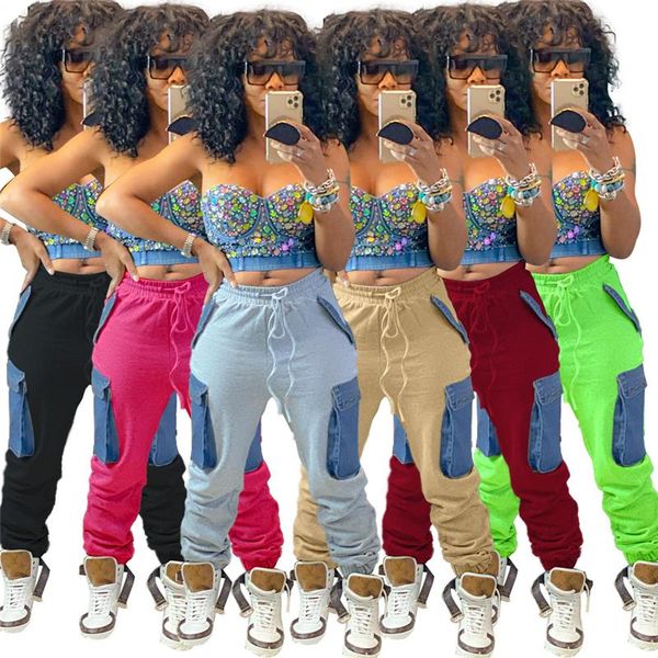 

women's pants & capris winter pant streetwear women sweat patchwork cargo casual joggers baggy mujer pantalones style, Black;white