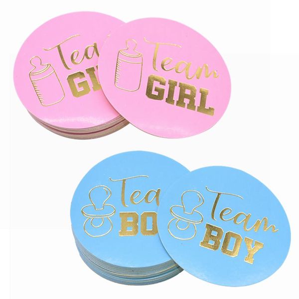 

party decoration 24/48pcs team boy girl stickers or vote sticker for gender reveal creative baby shower supplies 6