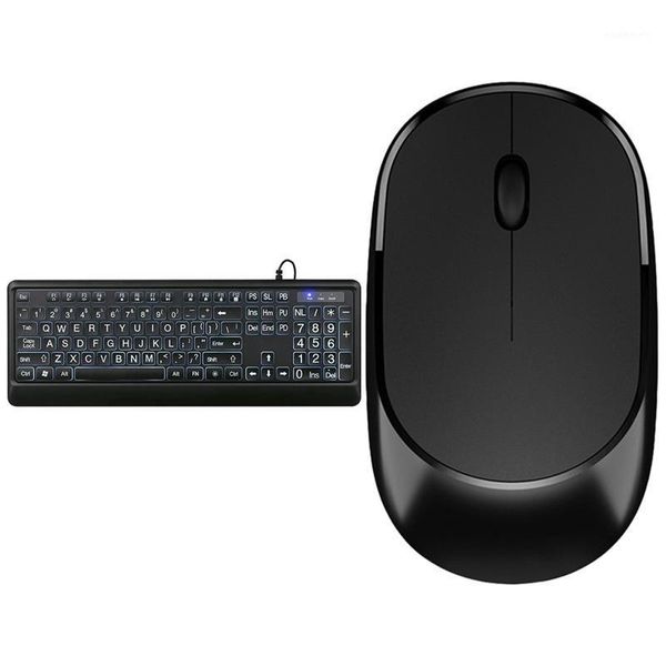 

deluxe backlit keyboard,large print wired usb keyboard & 2.4g silent wireless mouse for computer lapmouse1