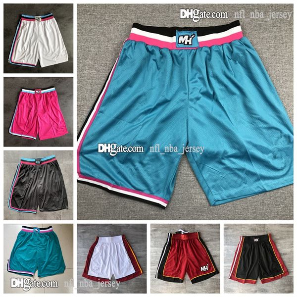 

2021 mens dwyane wade jimmy butler basketball shorts authentic stitched miamih 3 wade 22 butler 13 adebayo 14 herro shorts with real logo, Black