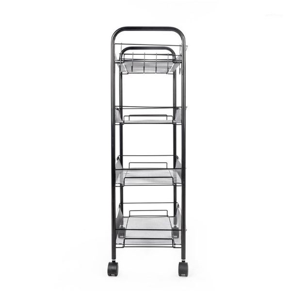 

exquisite honeycomb net four tiers storage cart with hook black1