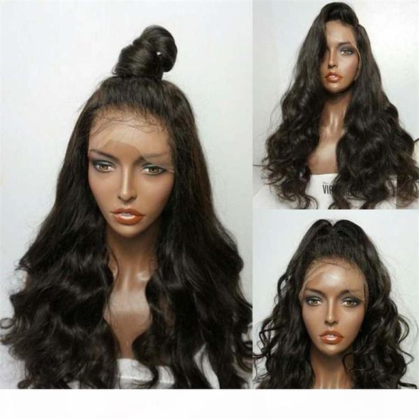 

150% density body wave full lace human hair wigs with baby hair lace front human hair wigs for black women, Black;brown