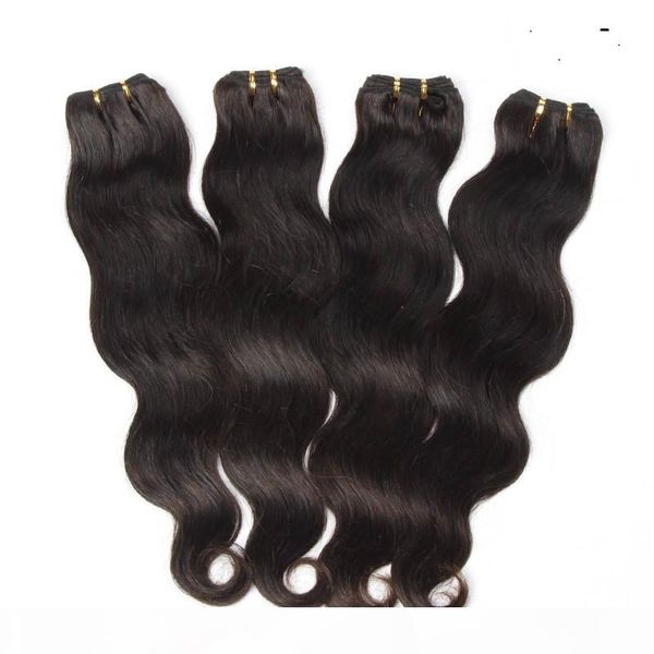 

6a unprocessed double weft 100% human hair weaving 10-30 inchs brazilian hair weave bundles body wave natural color, Black
