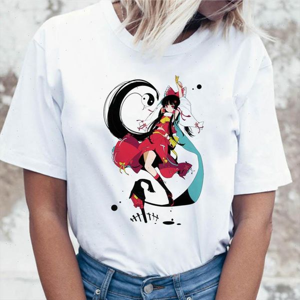 

hakurei reimu t shirt funny korean tshirt female women for clothing t shirt ulzzang tees graphic harajuku, White