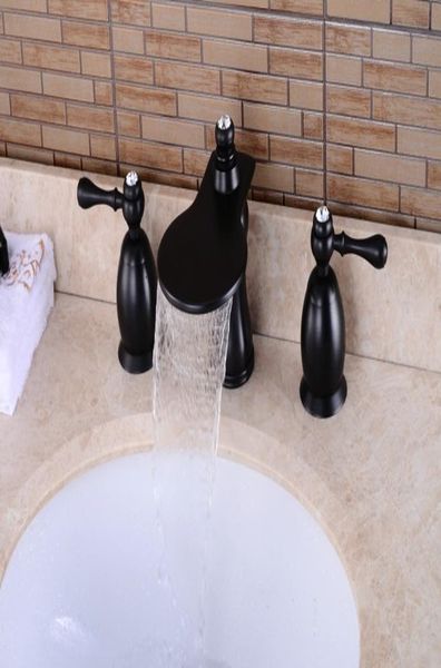 

бесплатная доставка масло потертый черный водопад ванная комната латунный бассейн кран двойной ручкой ванна tap b 1006h jllpgv