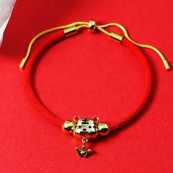 

bracelets 2022 year of the tiger year's destiny red rope hand festive fuhu string minority design female versatile, Golden;silver
