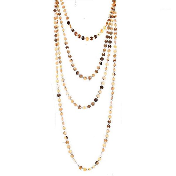 

chokers stainless steel coin chain round sequins choker necklace for woman multilayers long winter jewelry1, Golden;silver